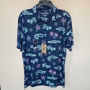 Chubbies Navy Alligator Palm Tree Polo Shirt